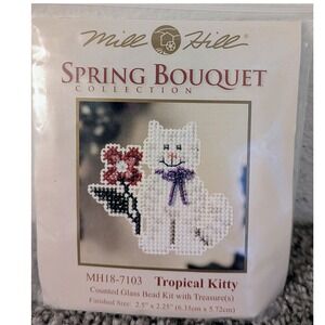 Mill Hill Spring Bouquet Tropical Kitty Counted Glass Bead Kit MH18-7103 New